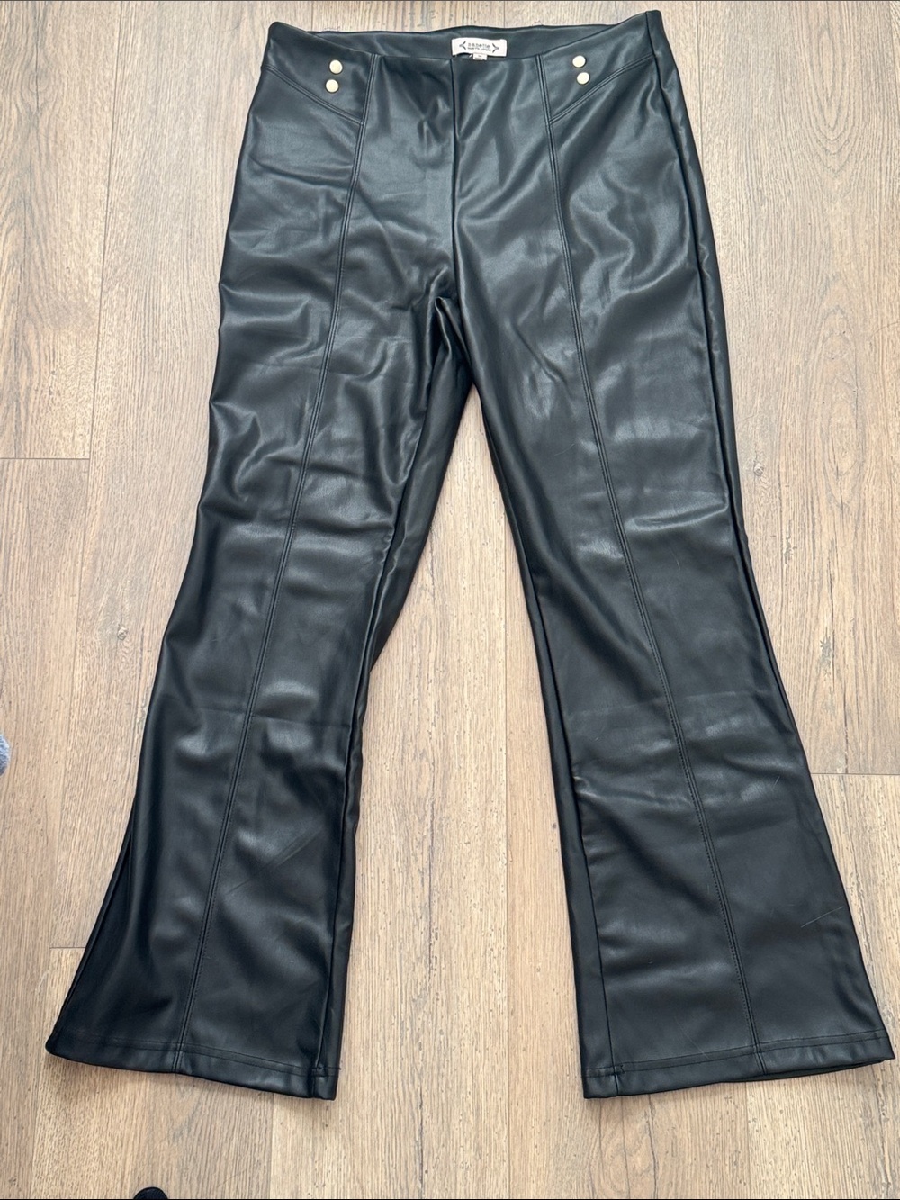 Nanette Lepore Black Faux Leather Flare Pants